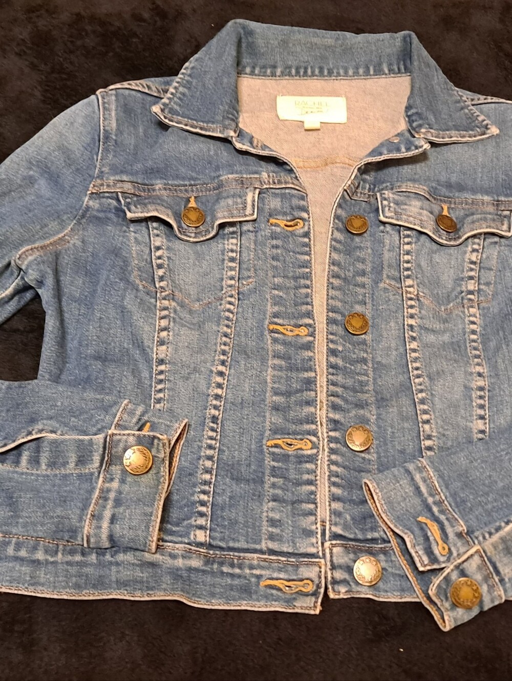 Rachel Roy Womens Denim Jacket - Light Blue Casual Trucker Sz S